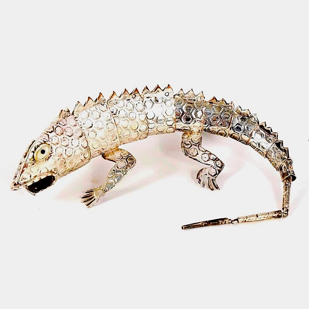 🦎✨Emilia Castillo *SIGNED* Sterling Silver Lizard Bottle Opener Bar Dining🦎✨